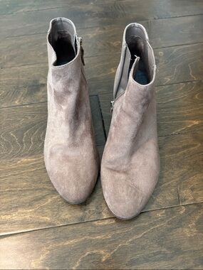Dr. Scholl's Taupe Suede Ankle Booties with Side Zip